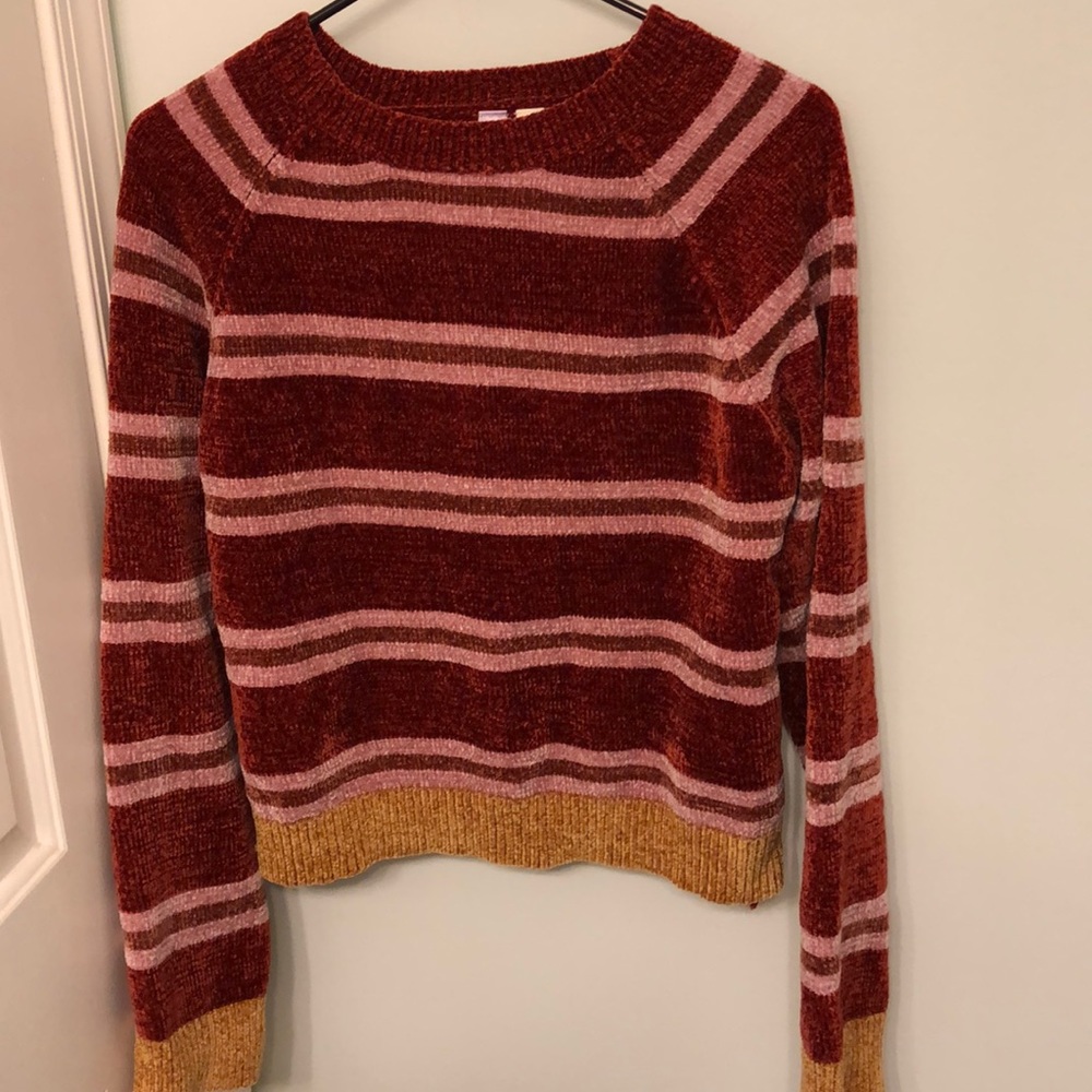 Cropped, stripped sweater